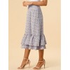 INSPIRE CHIC Women's Chiffon Elastic Waist Ruffle Tiered Flowy Midi Floral Printed Skirts - 4 of 4