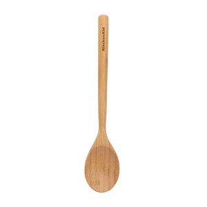 KitchenAid Bamboo Solid Spoon: Light Brown Wooden Cooking & Mixing Spoon, 12.8" Length, Hand Wash - 1 of 3
