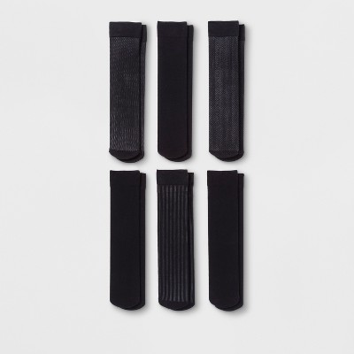 Women's 6pk Herringbone and Opaque Trouser Socks - A New Day™ Black 4-10