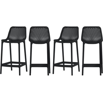 Meridian Furniture Mykonos Black Outdoor Patio Stool (Set of 4)