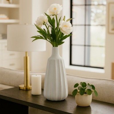 Decorative Sculptural Flower Vase for Living Room Decor - Stylish Home Decor Accent for Bedroom, Office Styling, and Table Decor - 16", Blue