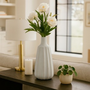 Decorative Sculptural Flower Vase for Living Room Decor - Stylish Home Decor Accent for Bedroom, Office Styling, and Table Decor - 16", Blue - 1 of 4