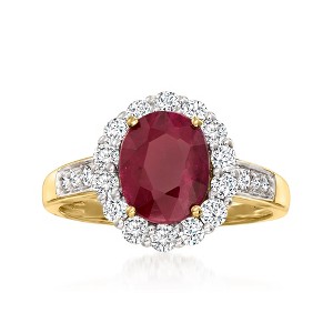 Ross-Simons 2.00 Carat Burmese Ruby and .64 ct. t.w. Diamond Ring in 18kt Yellow Gold - 1 of 4