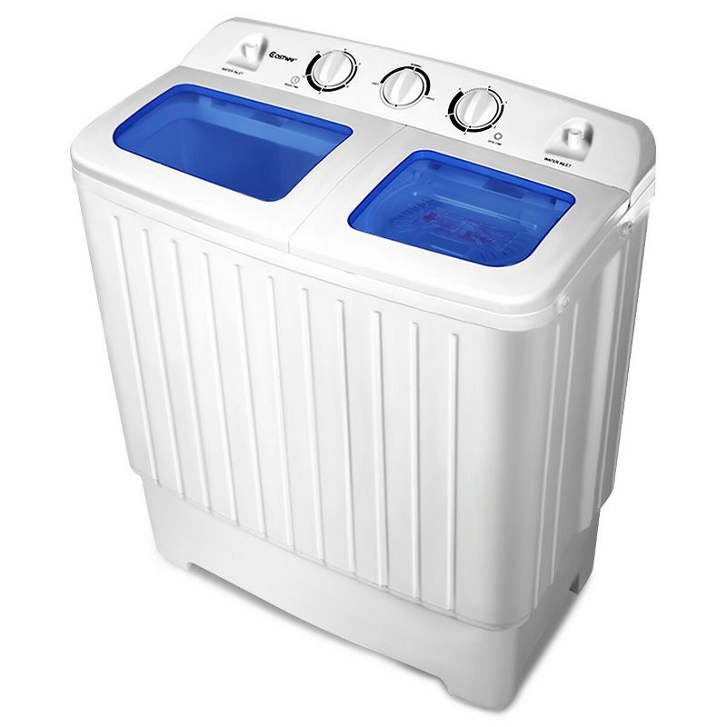 Costway 17.6lb Portable Mini Compact Twin Tub  Washing Machine Washer Spin Dryer, 2 of 11