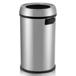 Acekool 65L/17 Gallon Open Top Stainless Steel Trash Can, Dual Side Handles, Commercial Waste Bin for Kitchen or Outdoor - 1 of 4