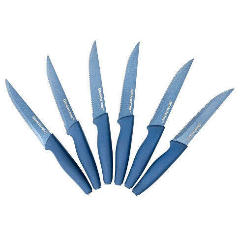 Granitestone Knutriblade 6 Piece Blue Steak Knives With Easy Grip