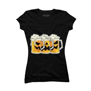 Adult Design By Humans Halloween Jack O Lantern Beer Drinking By RedBirdLS T-Shirt - 1 of 3