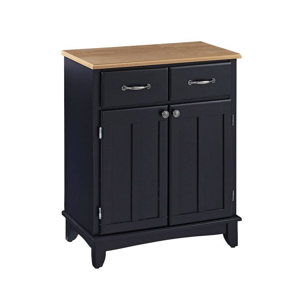 Home Styles 5001-0041 Furniture Black Buffet Kitchen Island with Natural Wood Top