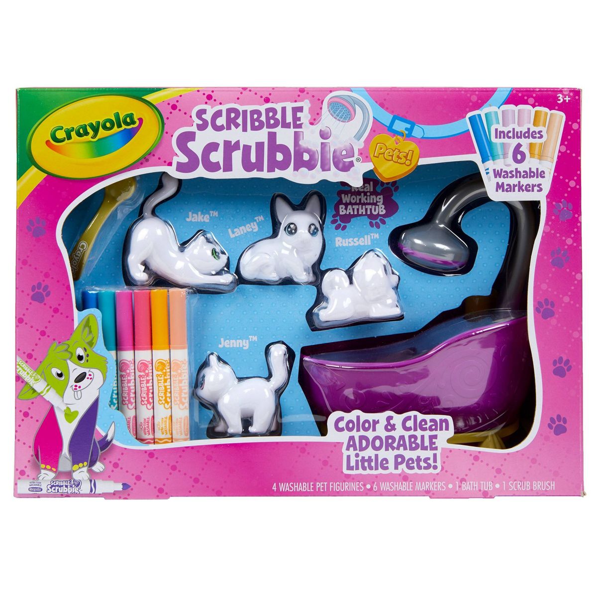 Crayola 12pc Scribble Scrubbie Pets Tub Set: Washable Marker Craft Kit 