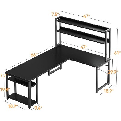 ODK L Shaped Gaming Desk with Hutch, Computer Desk with Storage Shelves