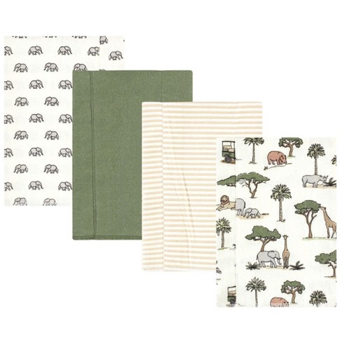 Hudson Baby Cotton Flannel Burp Cloths, Going On Safari 4-Pack, One Size - image 1 of 4