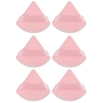 Unique Bargains Soft Triangle Puff Loose Powder Blender Beauty Makeup Tool Short Plush Pink 6 Pcs