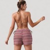 Anna-Kaci Women's Triangle Bikini Top with Matching Striped Elastic Waist Swim Shorts and Side Tie Details - 4 of 4