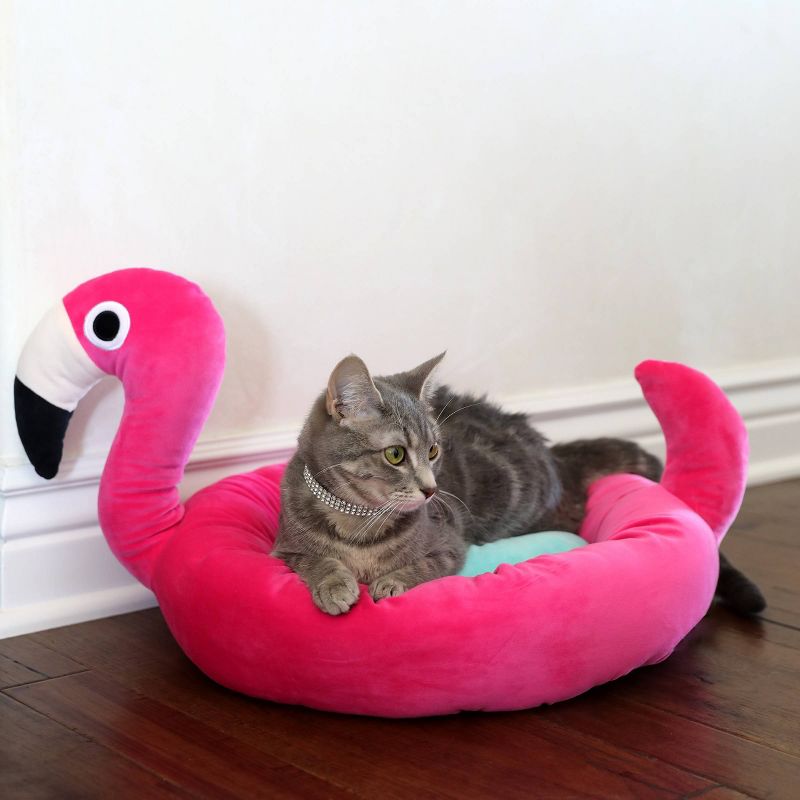 Quirky Kitty Pool Party Flamingo Cat Bed - Pink, 3 of 5