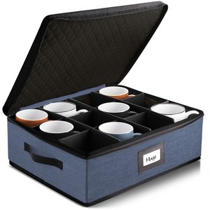StorageBud Fine China Storage Containers, Durable Dinnerware Storage Set, Hard Shell Quilted Dish Storage Boxes with Felt Dividers - 1 of 4