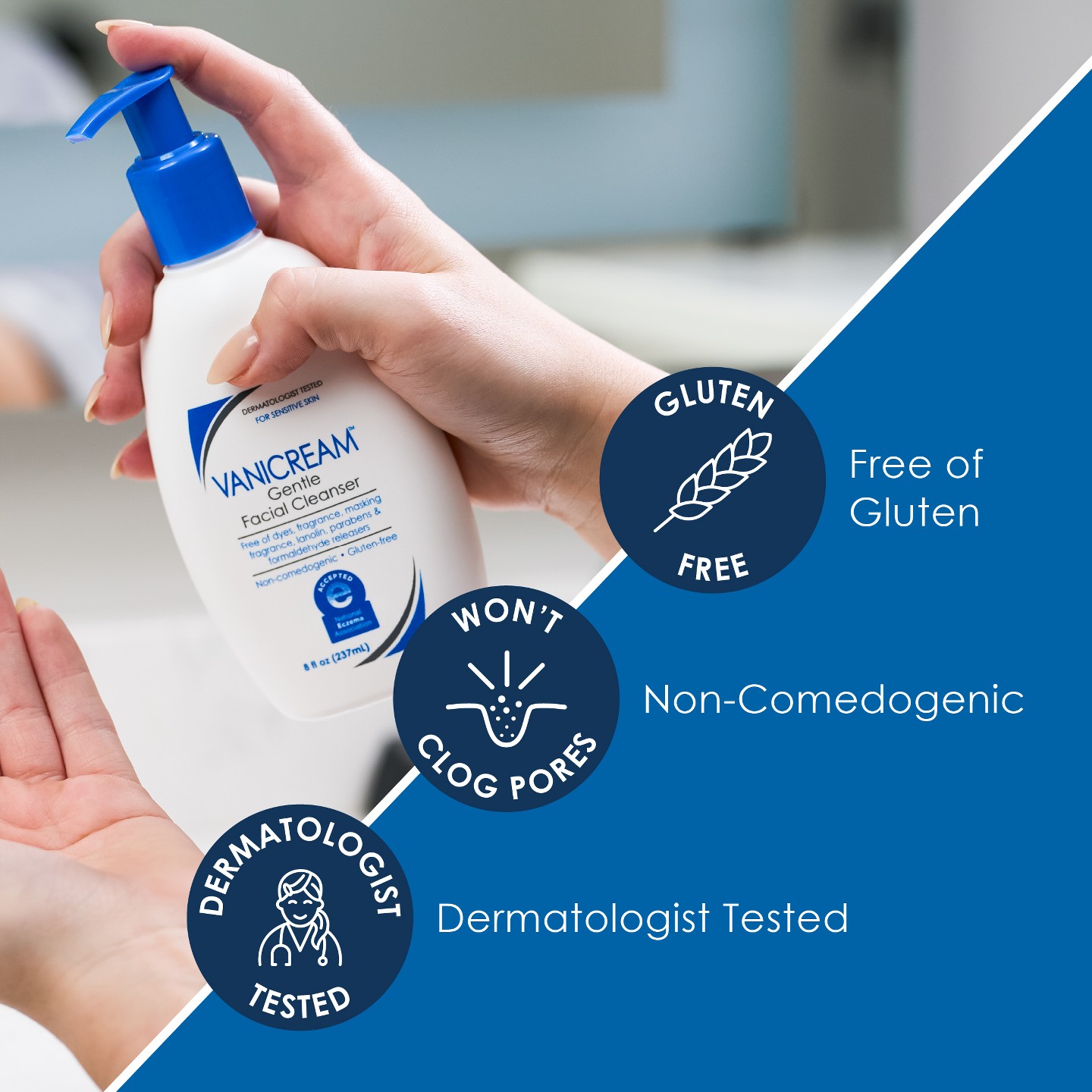 Мягкое очищающее средство для лица Vanicream для чувствительной кожи, 8 fl oz — фото 3