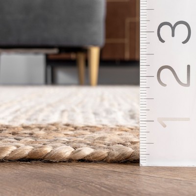 Eleonora White and Beige Braided Jute Square Rug