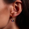 Amy and Annette 14K Gold and Genuine Crystal Floral Leverback Earrings Gold - 4 of 4