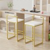 SKRAN Modern Bar Stools Upholstered Velvet Set of 2 With Footrest & Back Support Durable For Entertainment Or Daily Use - 4 of 4