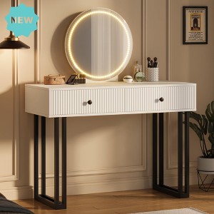 Jojoka 49.2" Vanity Desk with Mirror, Modern Makeup Vanity with 2 Drawers, 3-Color LED Lighting & Adjustable Brightness – Bedroom Dressing Table - 1 of 4
