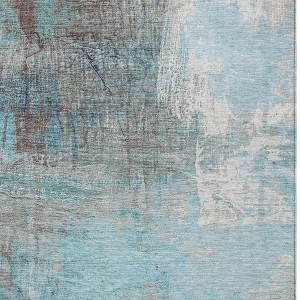 HomeRoots 10' X 14' Teal Blue And Gray Abstract Washable Indoor Outdoor Area Rug - 1 of 4