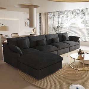 Cloud Couch Modular Sectional Sofa,156" L Shaped Couch, Oversized Down Filled Convertible Wide Seater,4 Seater With Ottoman For Living Room Set - 1 of 4