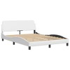 vidaXL White Faux Leather Bed Frame with Headboard - 53.9"x74.8" - Durable, Easy Clean Surface, Sleek Design for Modern Bedrooms - 2 of 4