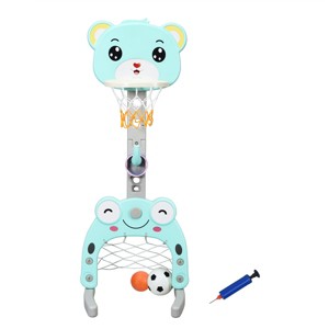 Costway Adjustable Kids 3-in-1 Sports Activity Center Basketball Hoop Set Stand W/Balls - 1 of 4
