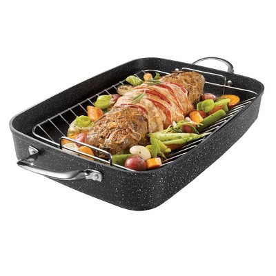 Starfrit The Rock 12 x 17 Inch Roaster with Rack and Stainless Steel Handles