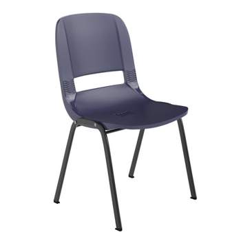 Emma and Oliver Navy Ergonomic Heavy Duty Plastic Stack Chair with Powder Coated Black Frame and 16" Seat Height