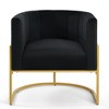 Velvet Accent Chair With Cushion, Golden Metal Stand, Curve Backrest Upholstered Vanity Chair, Home Leisure Chair - 2 of 4