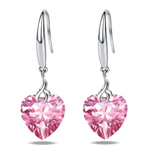 Paaaawaters 925 Sterling Silver Heart Cubic Zirconia Dangle Earring for Women - 1 of 4