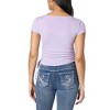 WallFlower Women's Madeline Short Sleeve V-Neck Yummy Rib Top With Ruched Sides - 2 of 4
