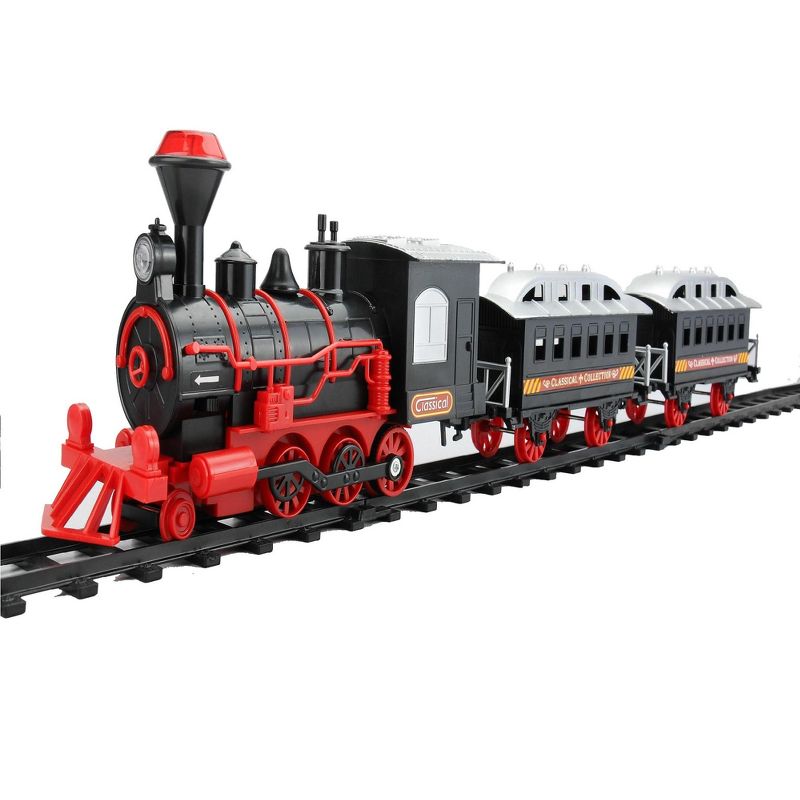 Northlight 13-Piece Red and Black Battery Operated Lighted and Animated Train Set with Sound, 1 of 5