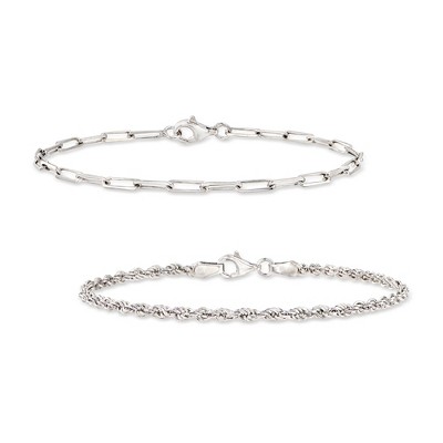Pure Collection by Ross-Simons Sterling Silver Jewelry Set: Rope-Chain and Paper Clip Link Bracelets
