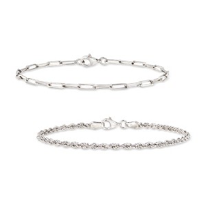 Pure Collection by Ross-Simons Sterling Silver Jewelry Set: Rope-Chain and Paper Clip Link Bracelets - 1 of 4