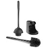 Itopfox 2-in-1 Toilet Plunger and Bowl Brush Combo for Bathroom Cleaning, Heavy Duty with Sturdy Holder, Black - 4 of 4