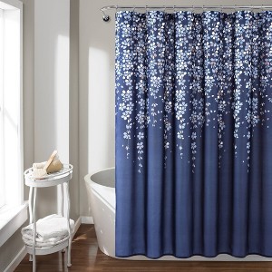 Weeping Flower Shower Curtain Navy - Lush Decor, Blue
