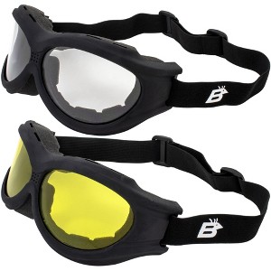 2 Pairs of Birdz Eyewear Buzzard Safety Motorcycle Goggles with Clear, Yellow Lenses - 1 of 4