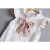 MyKids-USA Baby Girl Embroidery Pattern Round Neck Mullet Design Sleeveless Cardigan Onesies With Bow Decorations - 4 of 4