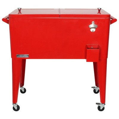 80qt Portable Rolling Patio Cooler - Red - Permasteel : Target