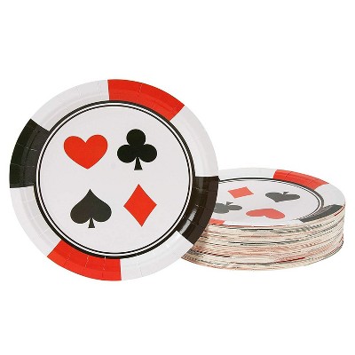  Blue Panda Poker & Casino Card Night Plates - 80 Disposable Dinner Paper Plates 9 x 9 inches 