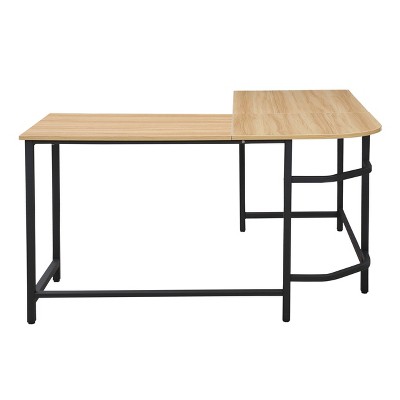 Daniel Compact L Shaped Office Desk Natural/Black - Poly & Bark