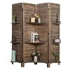 Proman Products Rancho 4 Shelf Panel Folding Screen Room Partition Paulownia Wood: Privacy Screen with Storage, No Assembly - 2 of 4