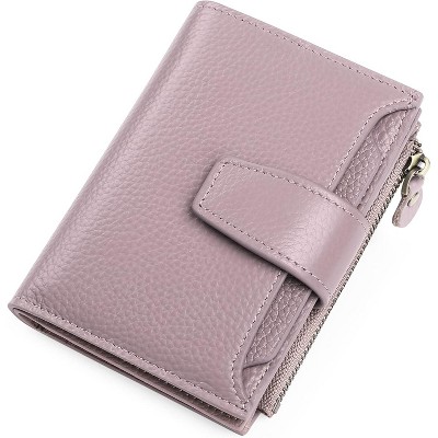 BEAFUP Women's Genuine Leather Wallet,Compact Size Wallet, RFID Blocking,with 14 Slots and 2 Zippered Pockets & Zipper Coin Pouch