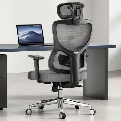 Lirago Ergo High-Back Mesh Chair w/3D Armrests & Adjustable Headrest/Lumbar - Black