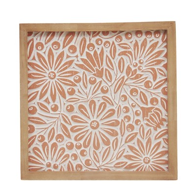VIP Wood 13.5 in. Orange Floral Wall Frame
