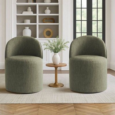 Comfy Accent Chairs Armless Upholstered Accent Chair​ Set of 2 with Castors Rolling Accent Chairs Living Room -Tanpinhause