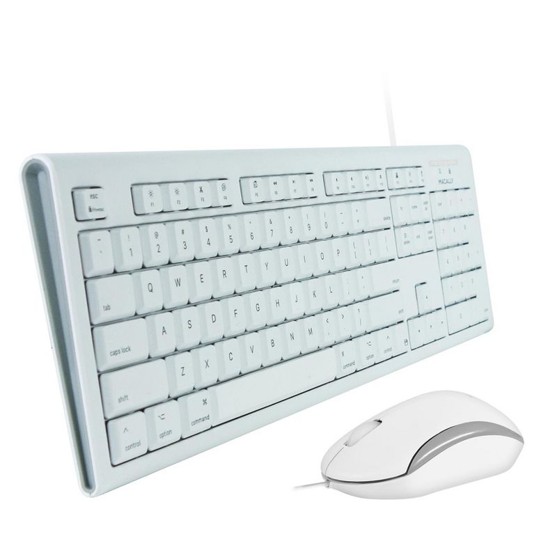 Macally 104 Key USB Wired Keyboard + Rubber Domed Keycaps + Mouse Combo, 1 of 9