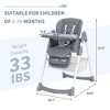 Foldable High Chair for Babies & Toddlers, PU Leather Highchair with Adjustable Backrest, 5-Point Safety Harness & Locking Wheels - 2 of 4